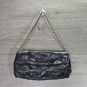 Hobo International Black Leather Chain Strap Clutch Shoulder Bag